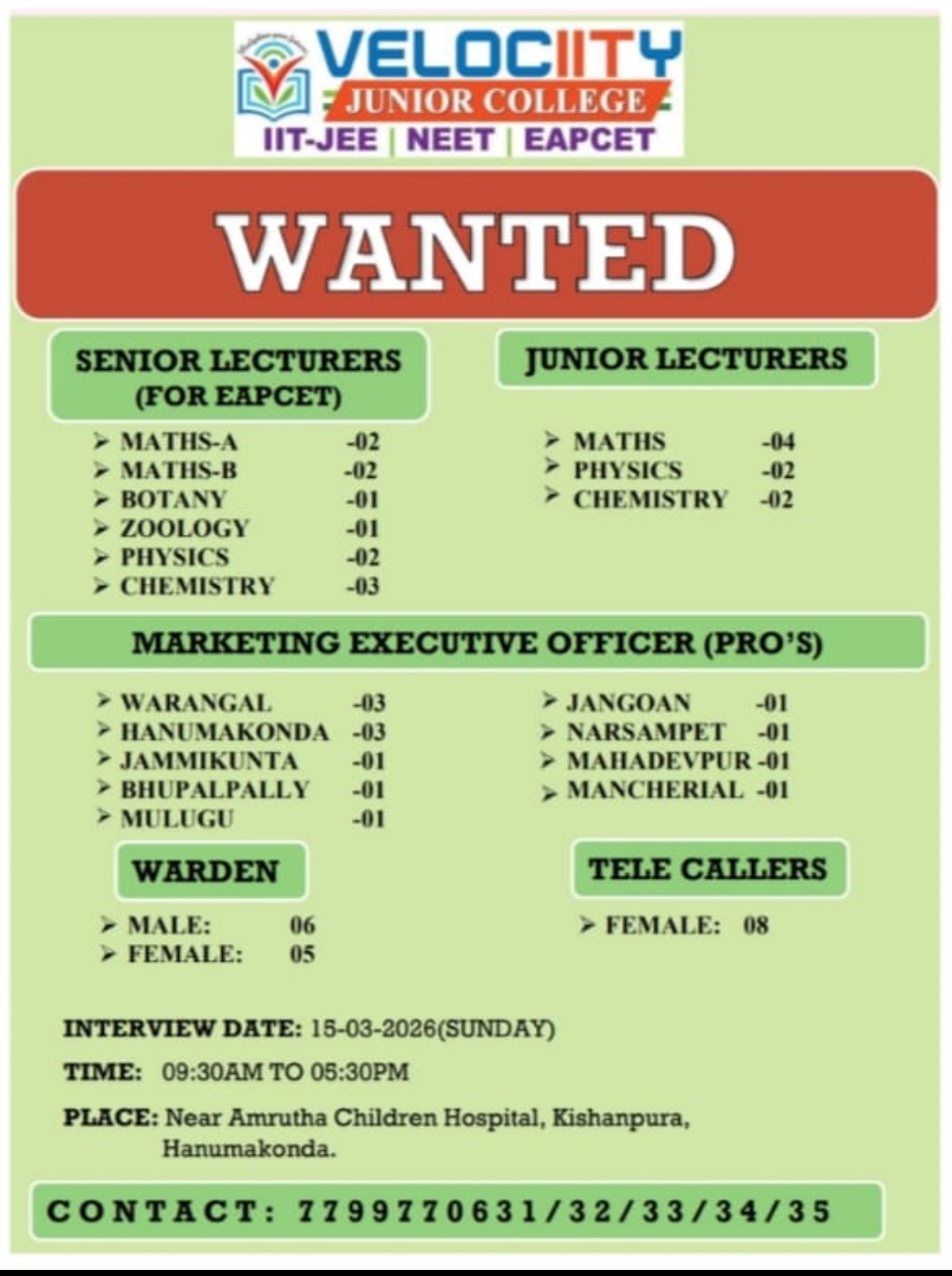 Wanted Lecturers